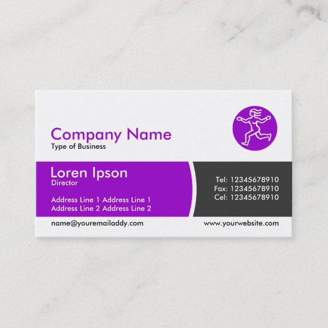 Arc Divided Band - Purple and Dark Grey Business Card (Front)
