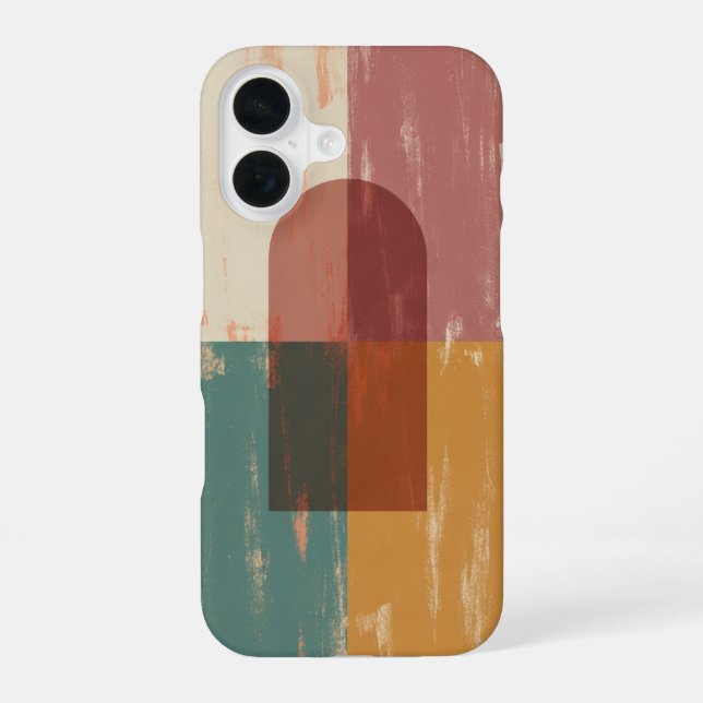 Arc Géométrique Abstrait Vintage iPhone 16 Case (Back)