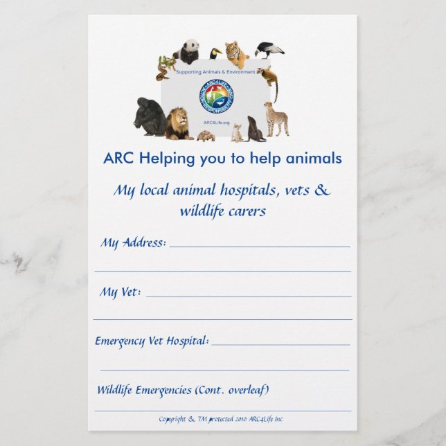 ARC handy animal contacts Flyer (Front)