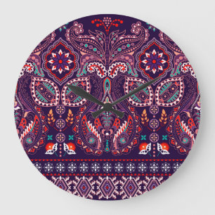 Arc Wheels Dots: Multicolor Pattern Large Clock