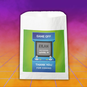Arcade birthday, gamer birthday invitation favour bags
