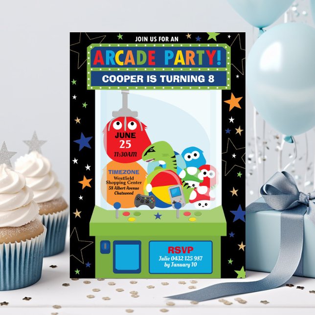 Arcade Birthday Party Video Game Boy Invitation (Creator Uploaded)