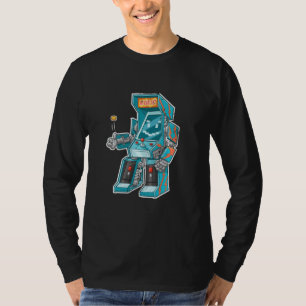 Arcade Bot Video Game Cabinet With Joystick In Dis T-Shirt