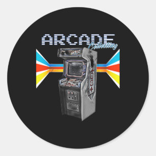 Arcade Cabinet Machine 1970 1980 1990 Video Game C Classic Round Sticker
