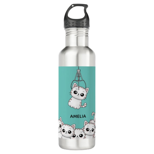 Arcade Claw Cute Kitten Grabber Personalised 710 Ml Water Bottle (Front)