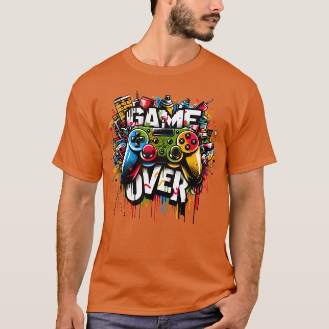 Arcade Console Game Over video game Design Gift fa T-Shirt (Front)