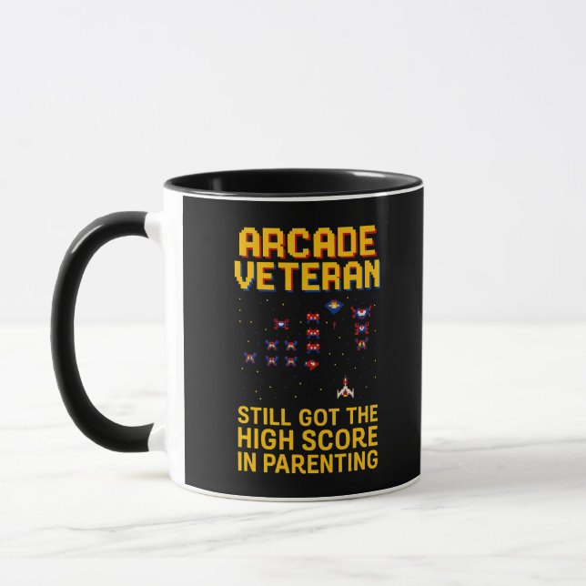 Arcade Dad Pixel Art – Retro Gamer Mug (Left)