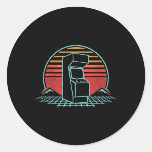 Arcade Game Machine Cabinet Nostalgia Retro 80s Ga Classic Round Sticker
