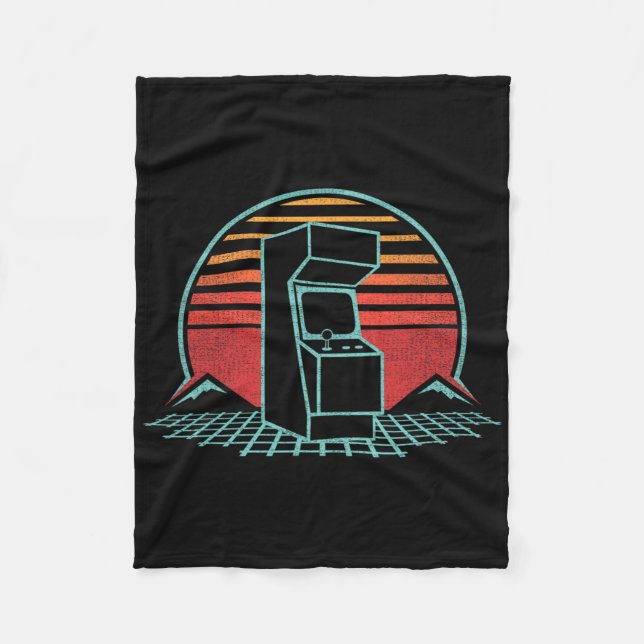 Arcade Game Machine Cabinet Nostalgia Retro 80s Ga Fleece Blanket (Front)