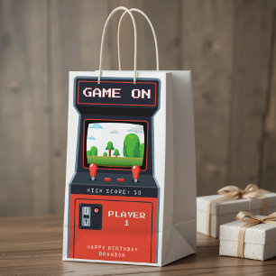 Arcade Game Machine Retro Birthday Party Small Gift Bag