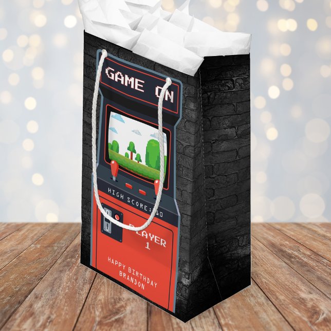Arcade Game Machine Retro Brick Birthday Party Small Gift Bag (Creator Uploaded)