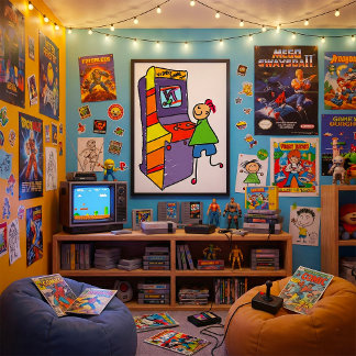 Arcade Gamer Stick Figure Fun Vintage Video Game  Poster