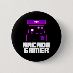 Arcade Gamer - Upright Cabinet With Purple Style 6 Cm Round Badge