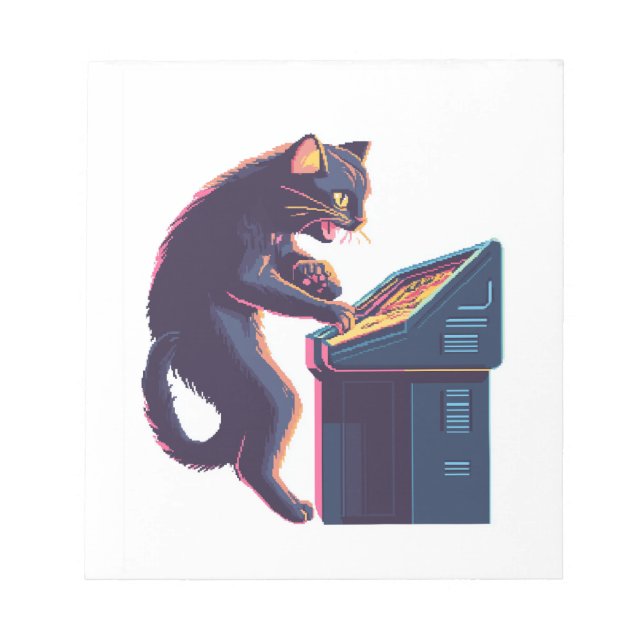 Arcade Meowster � Nostalgic Gamer Cat Notepad (Front)