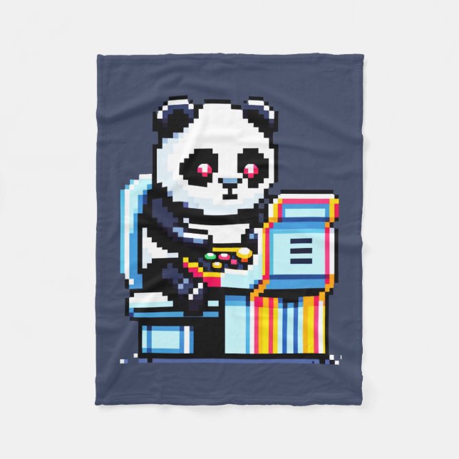 Arcade Panda Gamer Fleece Blanket (Front)