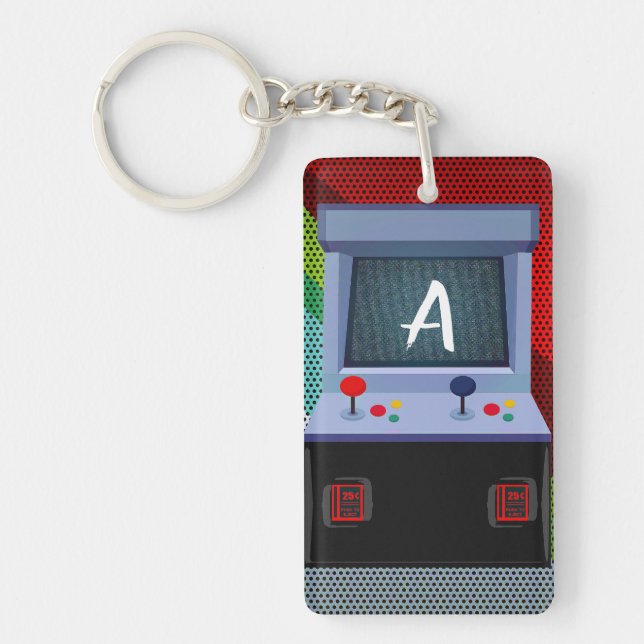 Arcade Video Game Joystick Personalised Name Key Ring (Front)