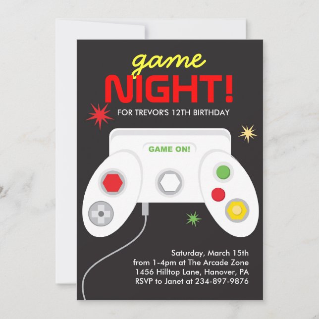 Arcade Video Games Birthday Party Invitation (Front)