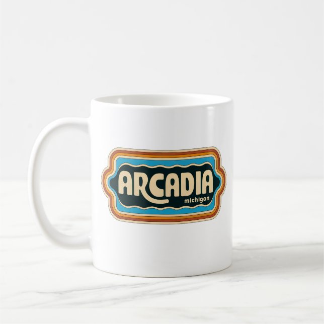 Arcadia 70s Retro Michigan Vintage Coffee Mug (Left)