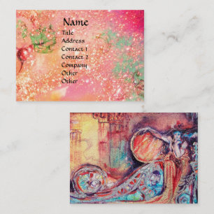 ARCADIA  / MAGIC GOLD FLORAL SPARKLES  Pink Green Business Card