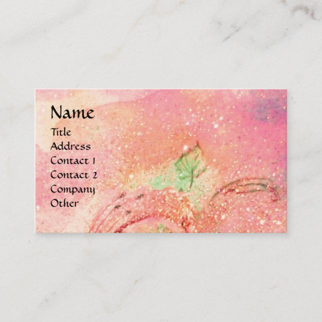 ARCADIA  / MAGIC GOLD SPARKLES  Pink Green Business Card (Front)