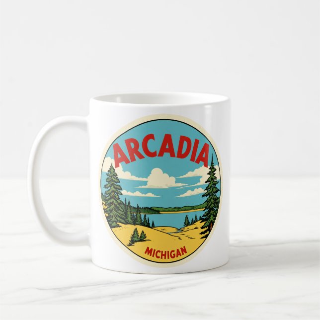 Arcadia Michigan Vintage Lake View Coffee Mug (Left)