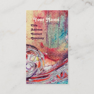 ARCADIA , Red Blue Silver Abstract Business Card