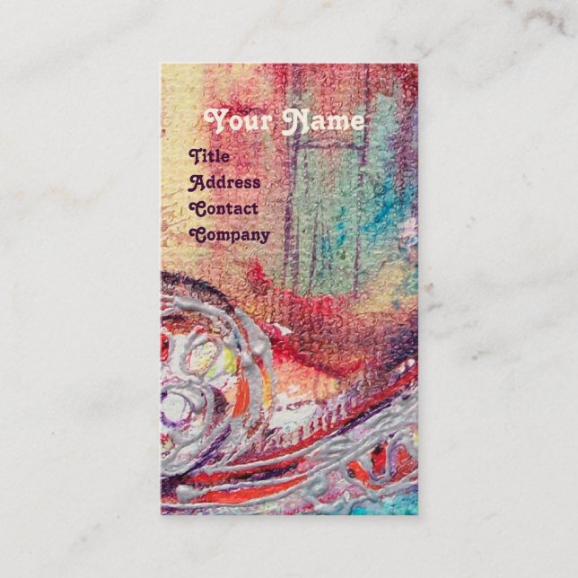 ARCADIA , Red Blue Silver Abstract Business Card (Front)