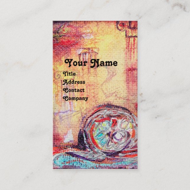 ARCADIA , Red Blue Yellow Silver Abstract Business Card (Front)