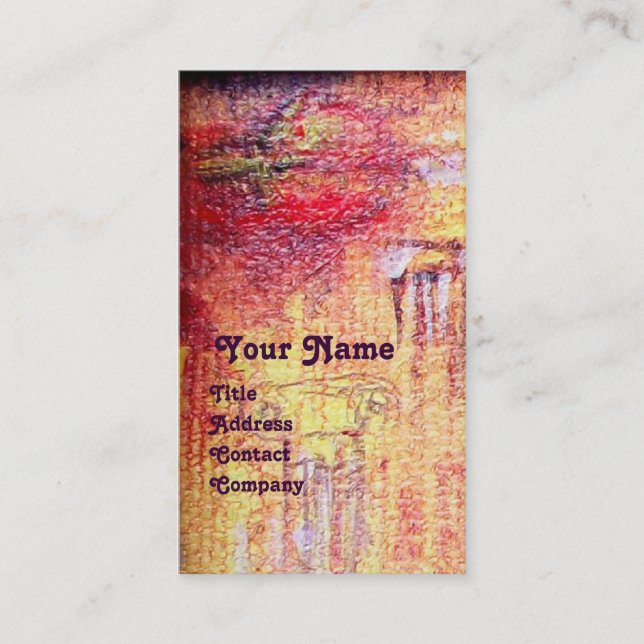 ARCADIA , Red Yellow Blue Silver Abstract Business Card (Front)