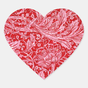 Arcadia, vintage, soft glitter red and white  heart sticker