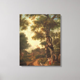 Arcadian landscape with travelers, Jurriaan Andrie Canvas Print