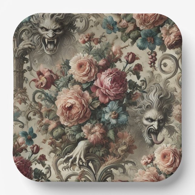 🩸 Arcane Altars – Gothic Victorian Paper Plate (Front)
