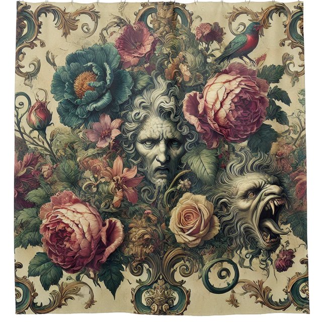 Arcane Atelier – Signature Gothic Design Shower Curtain (Front)