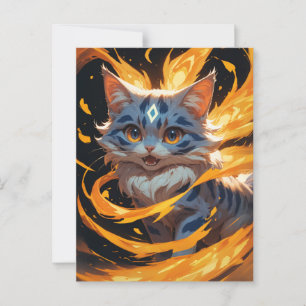 Arcane Ember: The Flamebound Kitten Familiar Postcard