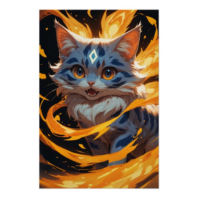 Arcane Ember: The Flamebound Kitten Familiar Poster (Front)