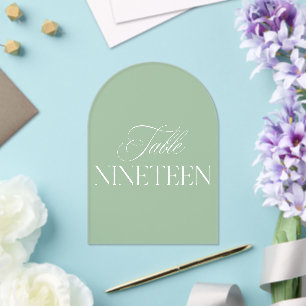 Arch Acrylic Sage Green Wedding Table 19 Number Invitations
