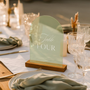 Arch Acrylic Sage Green Wedding Table Four Number Invitations