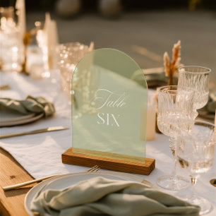 Arch Acrylic Sage Green Wedding Table Six Number Invitations