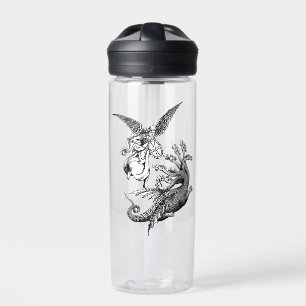 Arch Angel Fighting hydra Dragon art illustration Water Bottle