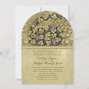 Arch Art Nouveau Peacock Birds Wedding Invitation