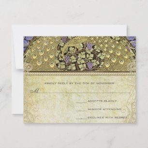 Arch Art Nouveau Peacock Birds Wedding RSVP