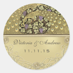 Arch Art Nouveau Peacock Birds Wedding Seal