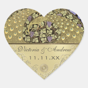 Arch Art Nouveau Peacock Birds Wedding Seal