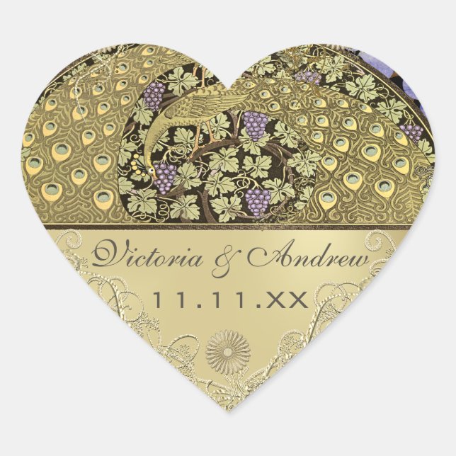 Arch Art Nouveau Peacock Birds Wedding Seal (Front)