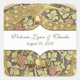 Arch Art Nouveau Peacocks Heart Wedding Seal