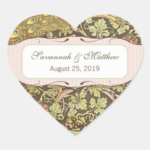 Arch Art Nouveau Peacocks Heart Wedding Seal