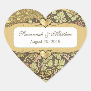 Arch Art Nouveau Peacocks Heart Wedding Seal