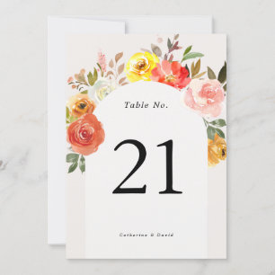 Arch Autumn Floral Fall Wedding Table Number
