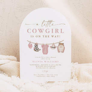 Arch Baby Clothesline Little Cowgirl Baby Shower Invitation