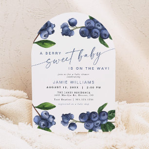 Arch Berry Sweet Blueberry Baby Shower Invitation